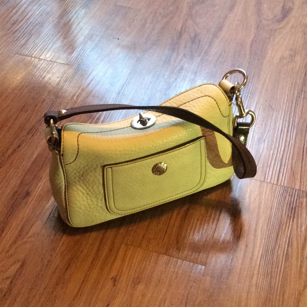 Coach Beige Pebbled Leather